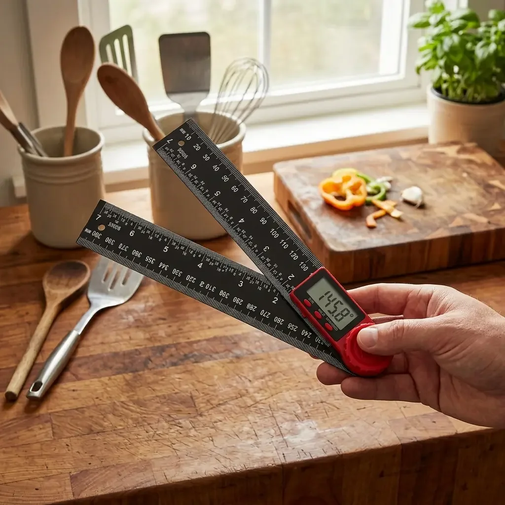 LEXIVON digital angle ruler in a kitchen — natural light customer photo
